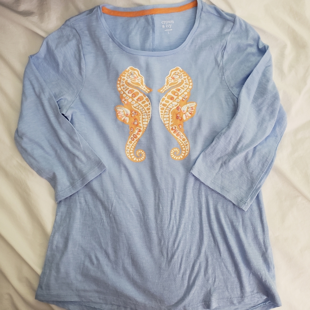 Crown and Ivy sea horse tshirt